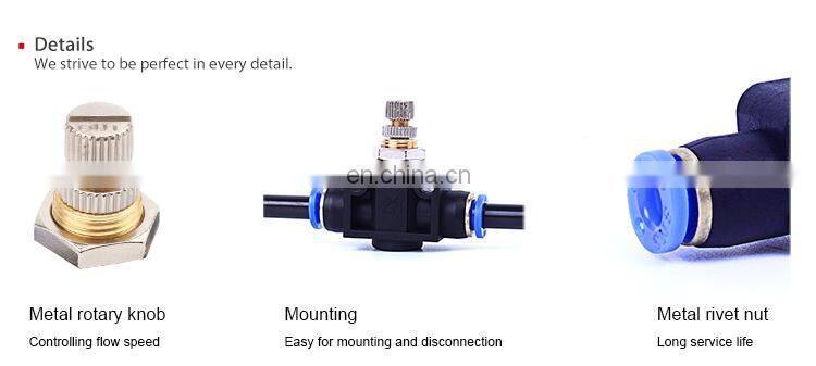 SNS SPA Series pneumatic one touch union straight air flow controller speed control valve with push-to-connect fittings