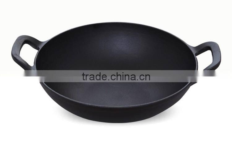 two ears wooden lid cast iron Chinese wok seasoning