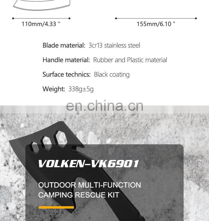 All black innovative multi-functional axe outdoor camping survival tool Axe hammer rubber handle anti-skid