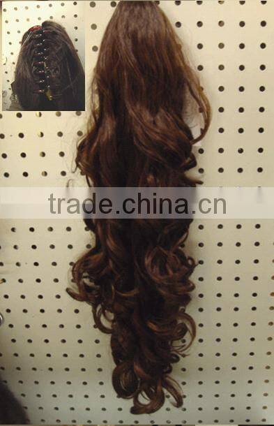 ponytail hair extension with clip heat resistant fiber 24inch 170gram color 33#