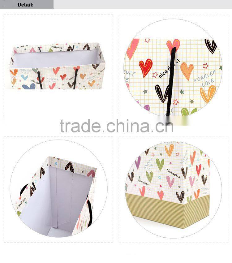 colorful heart pattern custom gift paper bag for candle