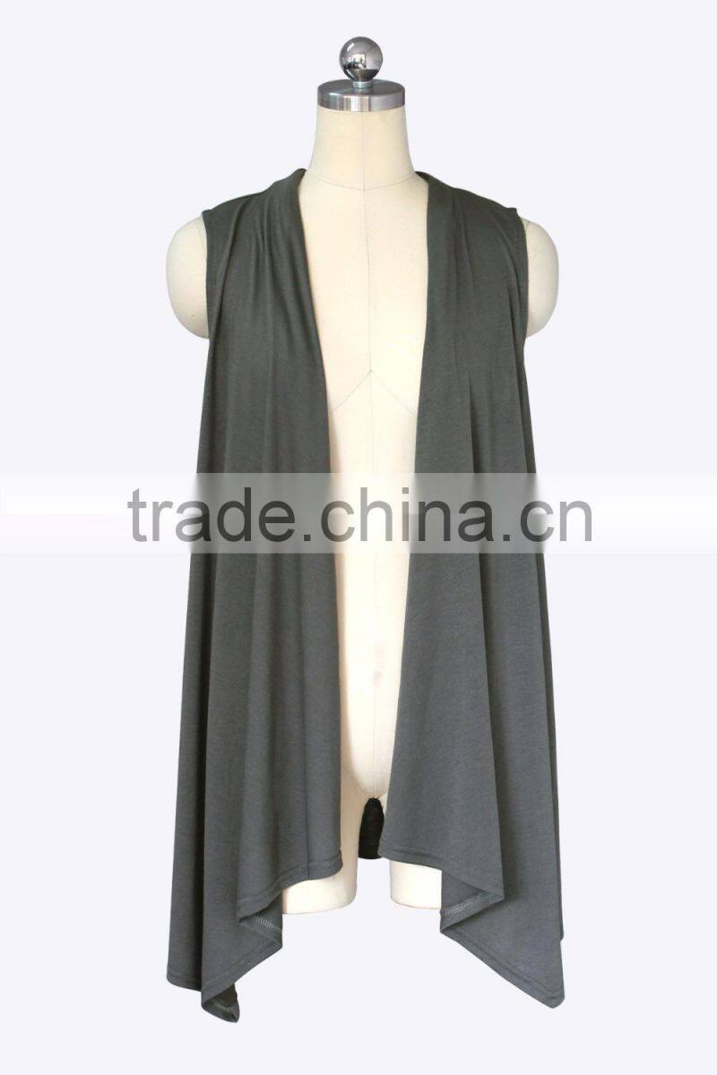 2015 fashion plus size solid color sleeveless knit waistcoat cardigan jacket women's clothing coats