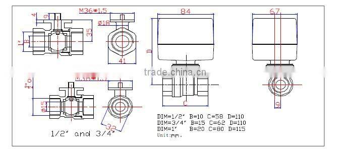 BSP Threaded Standard Female Ball Valve with Motorized Actuator