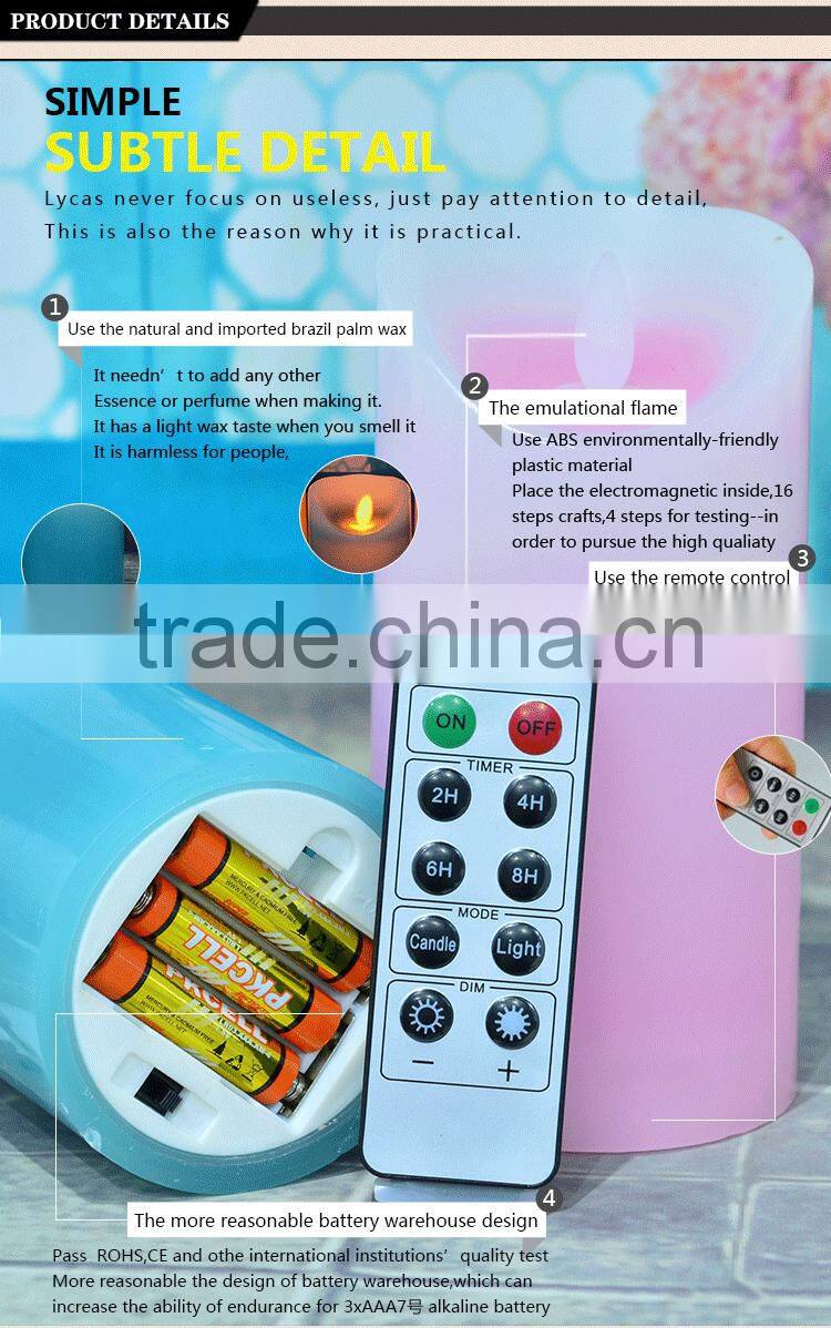 Flickering multi-colored LED wax pillar Candle