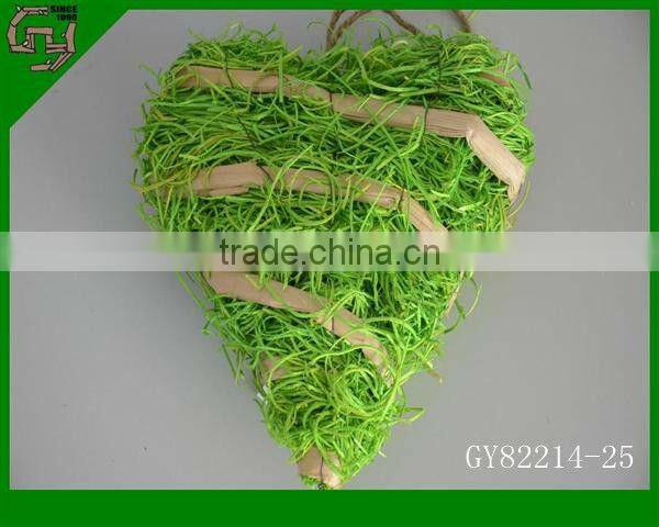 2014natural material green heart shape crafts for home deco