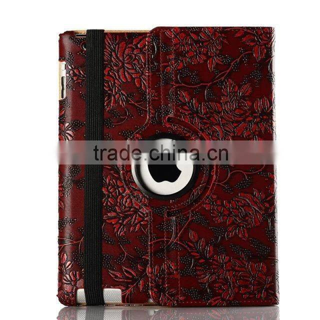Flower 360 rotate stand leather case For iPad 6