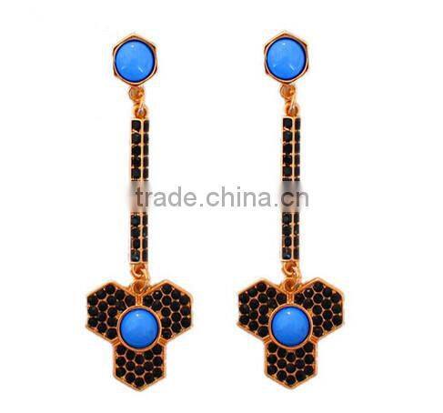 2015 New Drop Earring Gold Dangle Earrings For Women Costume Jewelry Fashion Brincos Celebrity Style Rihanna blue Acrylic cc