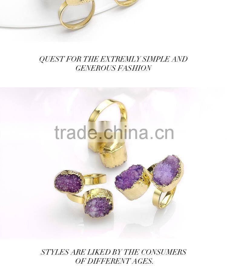 Purple Double natural stone gold ring designs for men