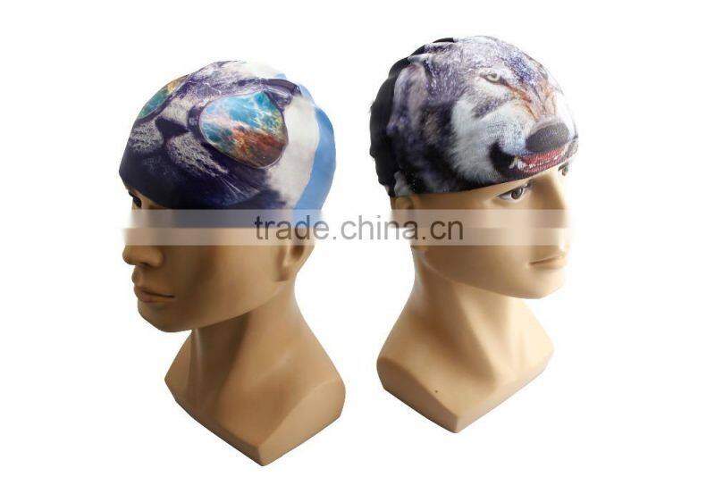 Fashionable Quality Adult / Kid sizes customized logo printed waterproof silicone swimming cap 100%