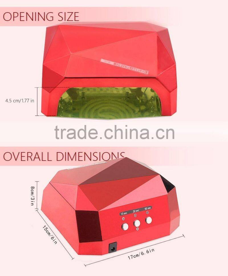 36W UV Lamp LED Ultraviolet Lamp UV Nail Dryer Dryers Nail Lamp Diamond Shaped Curing for UV Gel Nails Polish Nail Art Tools