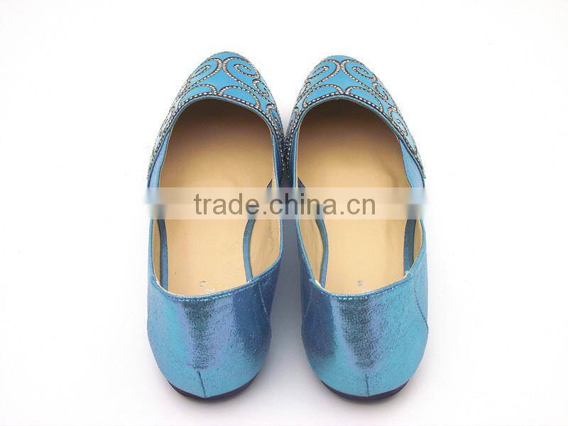 new fashion shining flower with diamond lady flat shoe dress shoes in stock