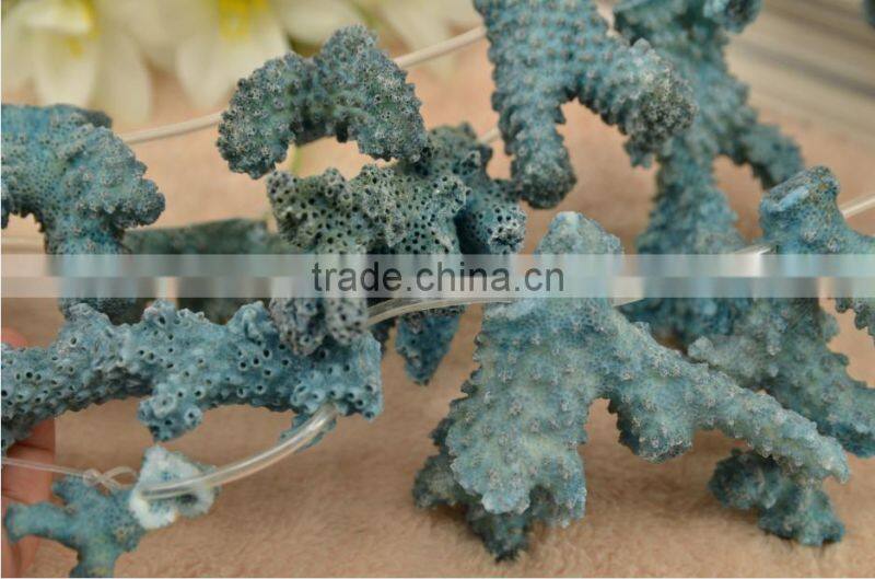 wholesale dyed in pearl blue coral natural material coral gemstone for jewellery making