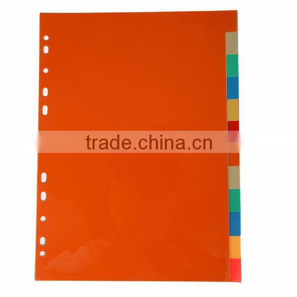Wholesale A4 10 and 12 Pages PP Index Divider, Office Stationery 11 Hole Loose-leaf File