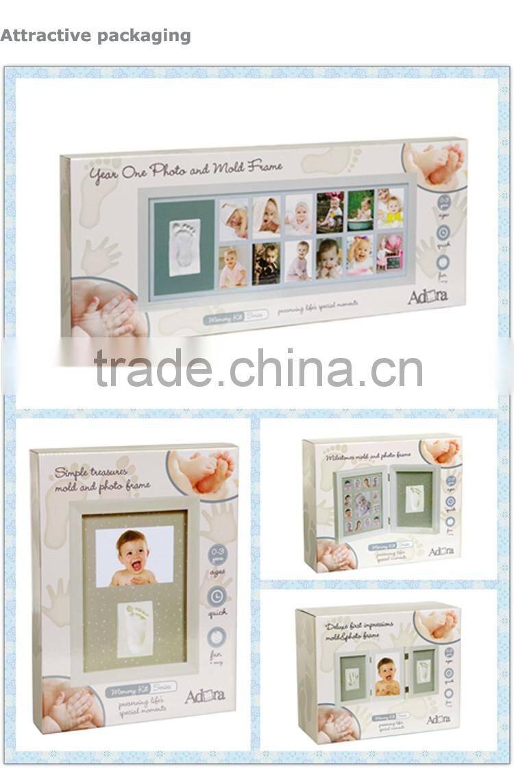 High quality baby hand imprint with wall wood frame moulding sculpture