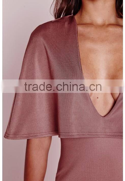 Fashion Sexy Women Cape Dress In One Piece Rose Pink