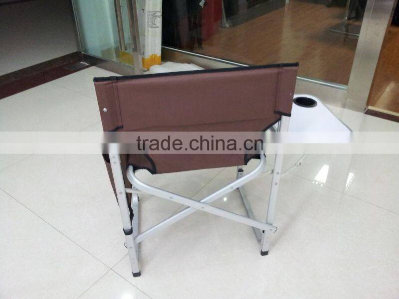 Aluminum folding director chair with side table and pocket