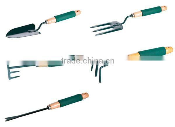 6pcs Wooden Handle Garden hand Tools Trowel Fork Rake Hoe