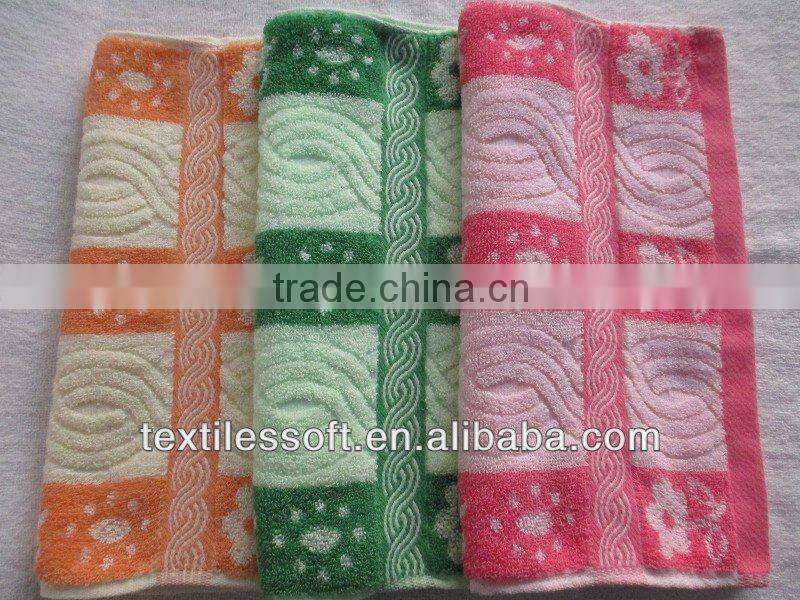Pure cotton Jacquard yarn dyed spiral coil towel face towel
