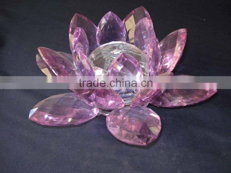 Meticulously carved Colorful home decoration crystal lotus