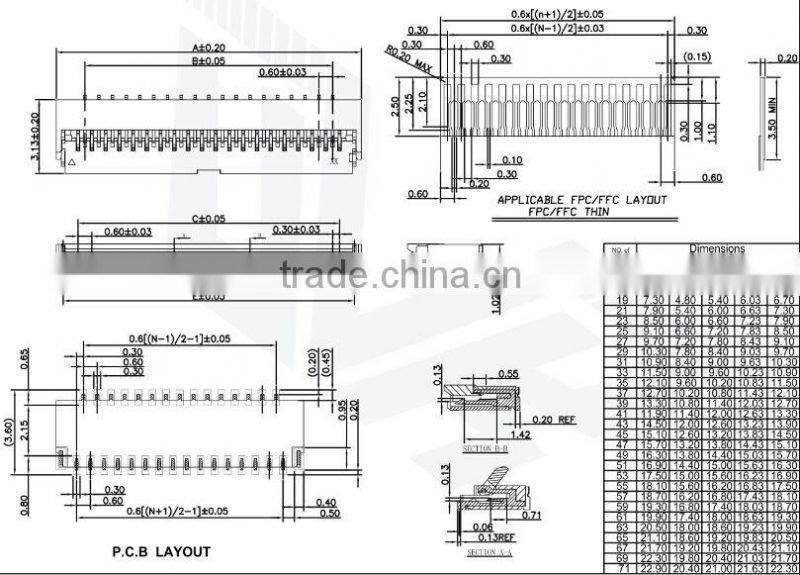 0.3mm Pitch H=1.0 Hot Sale FPC Connector Bottom Type