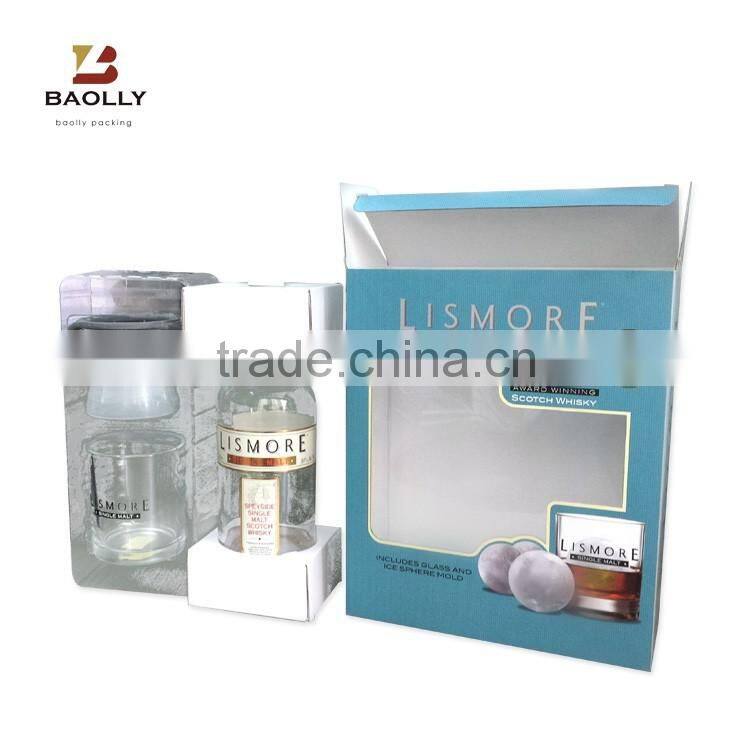 Custom wine glass bottle gift box with pvc window