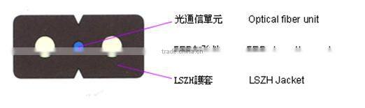 FTTH Drop cable indoor optical 1 core G657A no messenger FRP parallel LSZH jacket 2.0x3.0mm