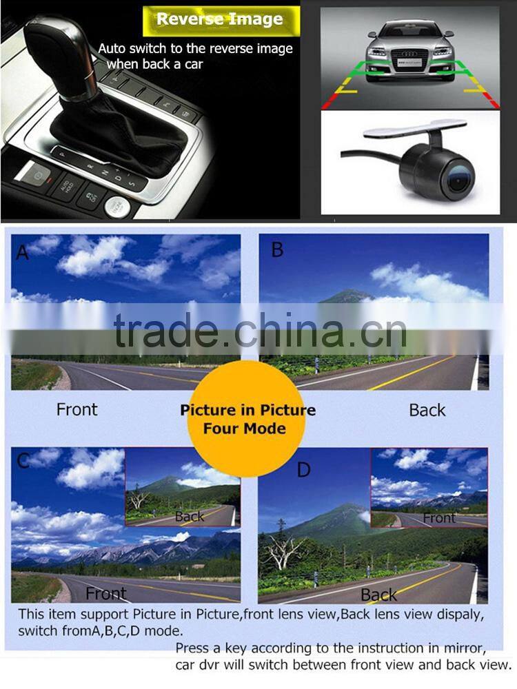 New arrival car dvr mirror monitor 1080p rearview mirror camera dual lens car camera recorder night vision vehicle dvr parking
