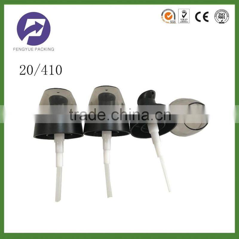 Black plastic 20/410 lotion pump with black cap