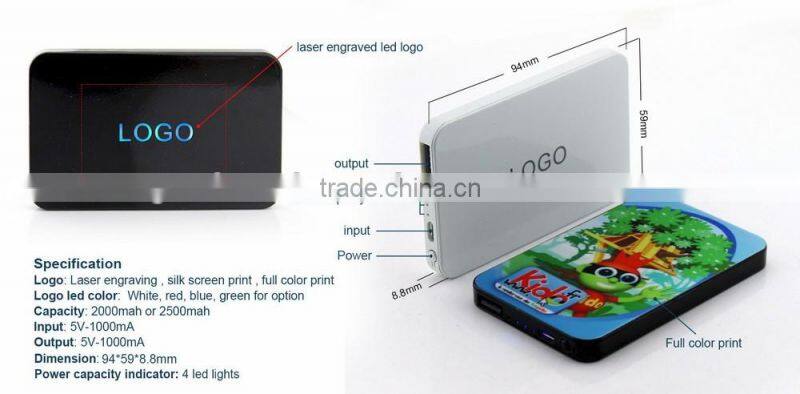 LED light portable charger power bank slim