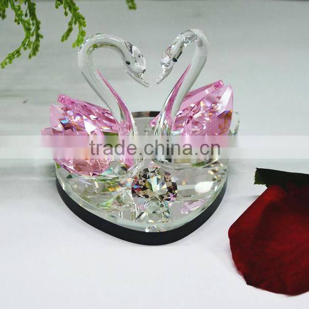 Fashion wedding decoration red crystal swan