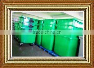 plastic mobile public garbage bins with 4 solid wheels