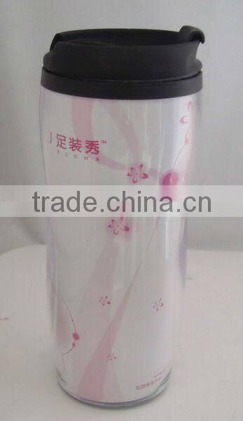 2012 hot-sale double layer plastic promotion mug 350ml