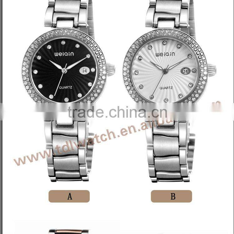 Luxury Ladies Stone Watches with Sapphire Glass and Solid Stainless Steel Band