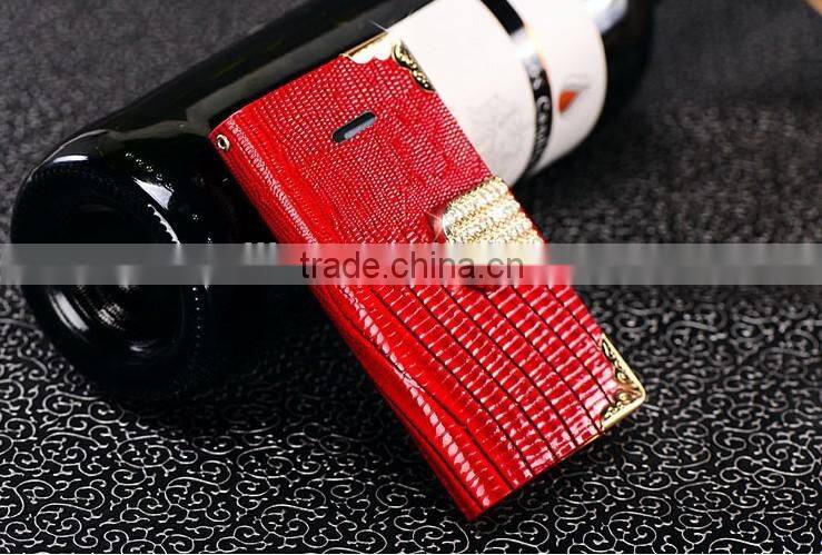 Royal Quality Crystal Magnet Leather Case For iPhone 5&5S