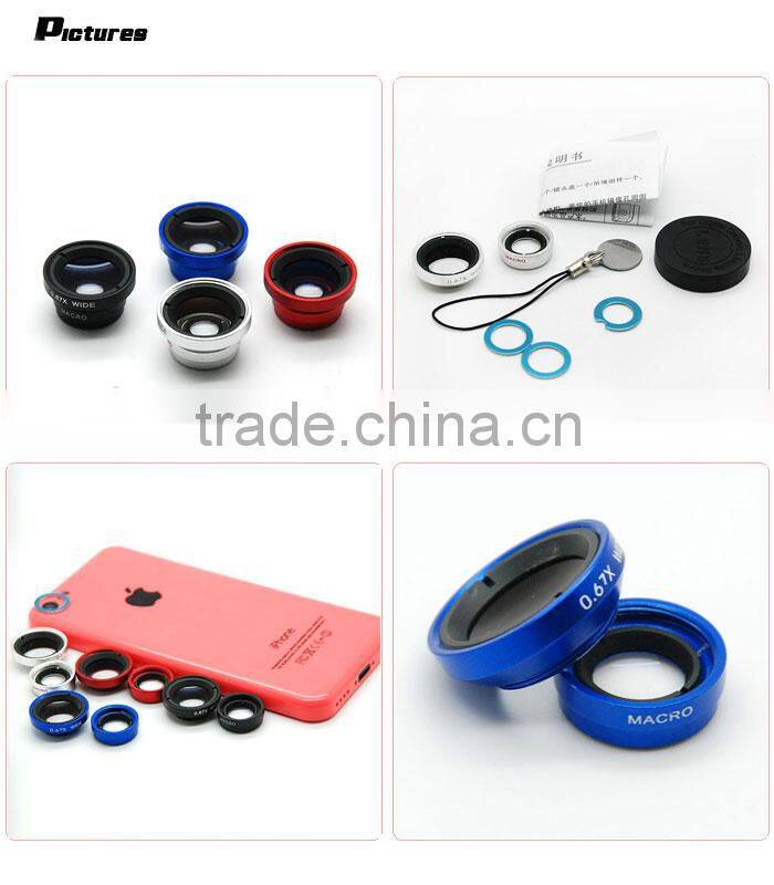 magnifying lens wide angle lens+macro lens+fisheye lens for phone