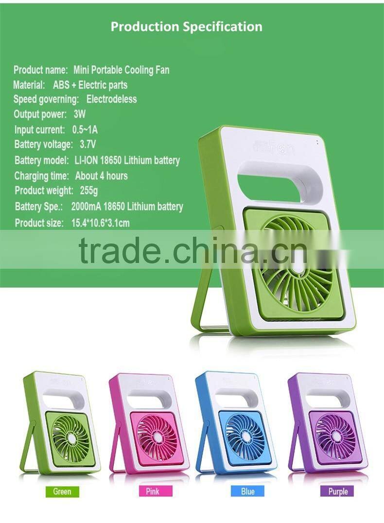 Summer Hot Sale Students Portable Mini Fan Built In Rechargeable Battery Table USB Fan