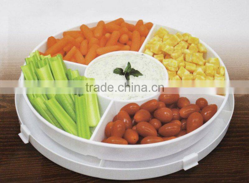4-in-1 Portable Plastic Party Platter with Lid - Cupcake Carrier / Egg Holder / Veggie Tray / Chip and Dip Server Plate