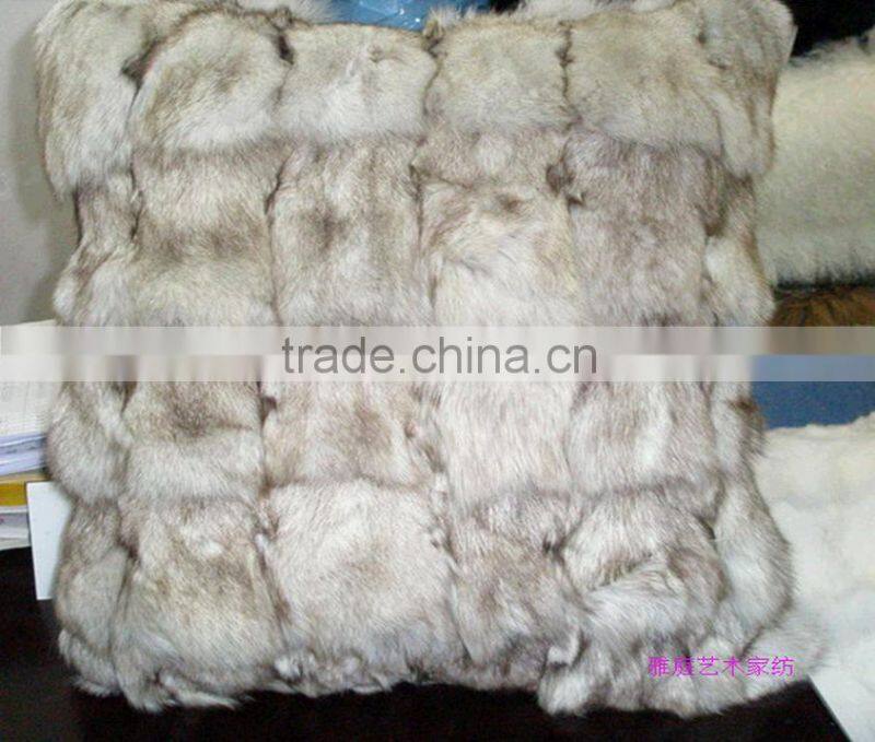 Fantastic Design Customized Silver Fox Fur Pillow Case Fancy Fox Head Fur Pillows/2016 Fashion Luxurious Real Fox Fur