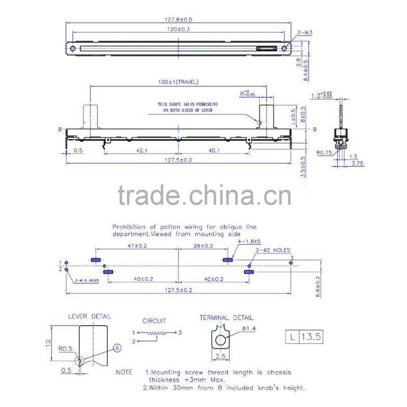 HW-10008NP Slide Potentiometer push the handle potentiometer Carbon element