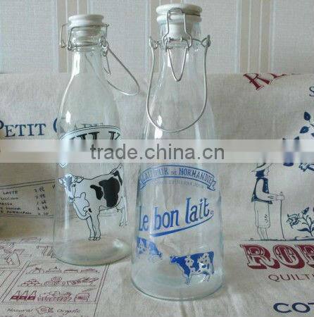 glass milk bottles with caps
