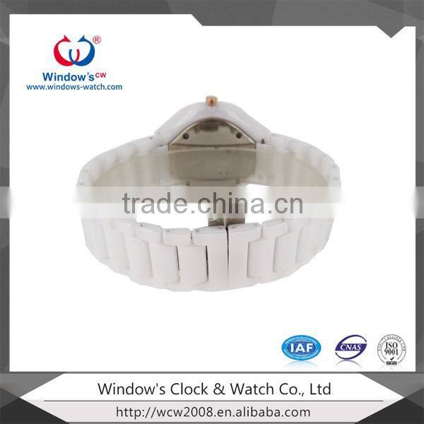 Luxury Elegant New Lady Women Sports White Ceramic Waterproof Watch white chronograph ceramic watch