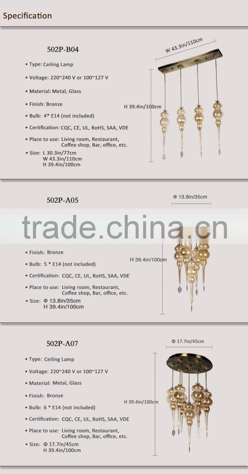 Turkish Hand Blown Glass Round 7 Lights Chandelier Noble Flush Mounted Ceiling Lamp Romantic Hotel Bar Ceiling Lamp