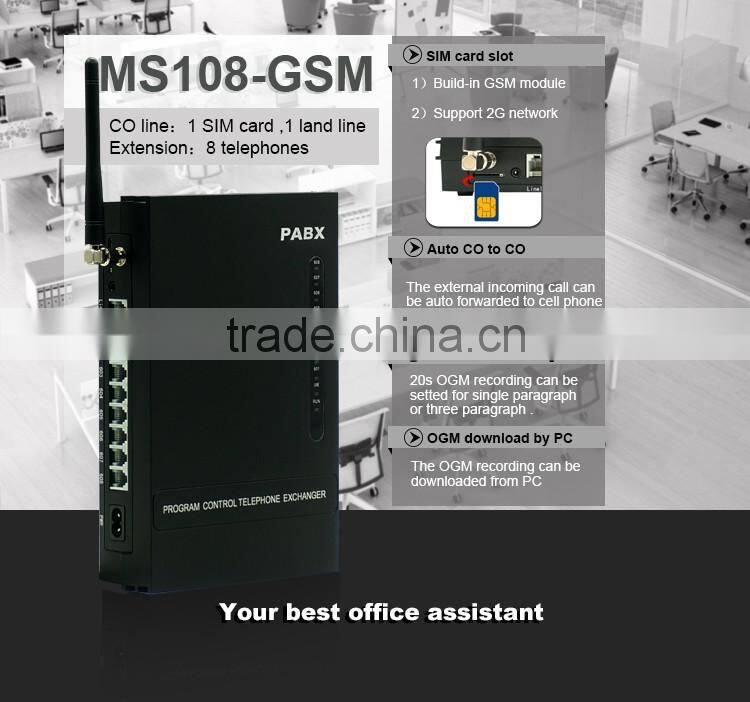 Mini SOHO GSM PABX telephone system MS108-GSM