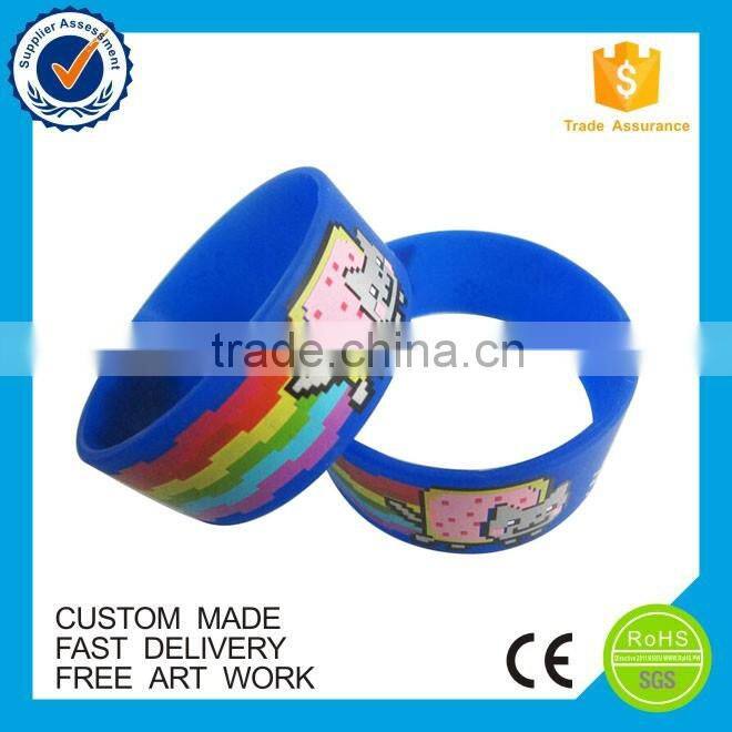 Promotional free sample rubber printing wide wristband