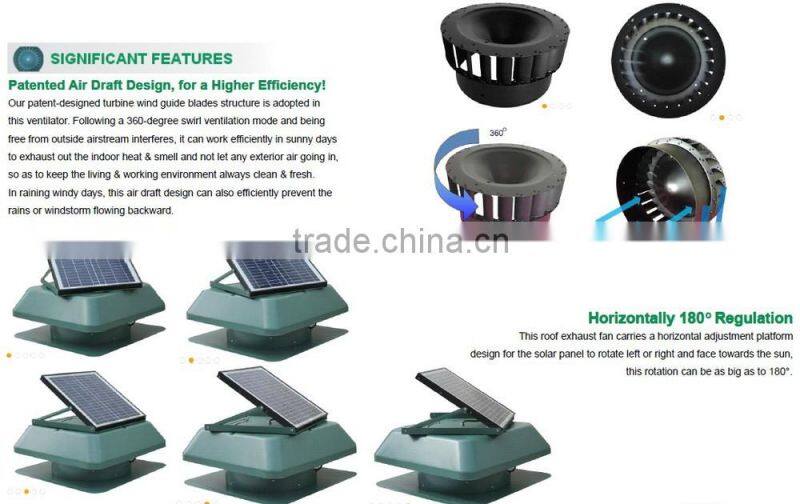 Solar powered roof mount solar exhaust vent