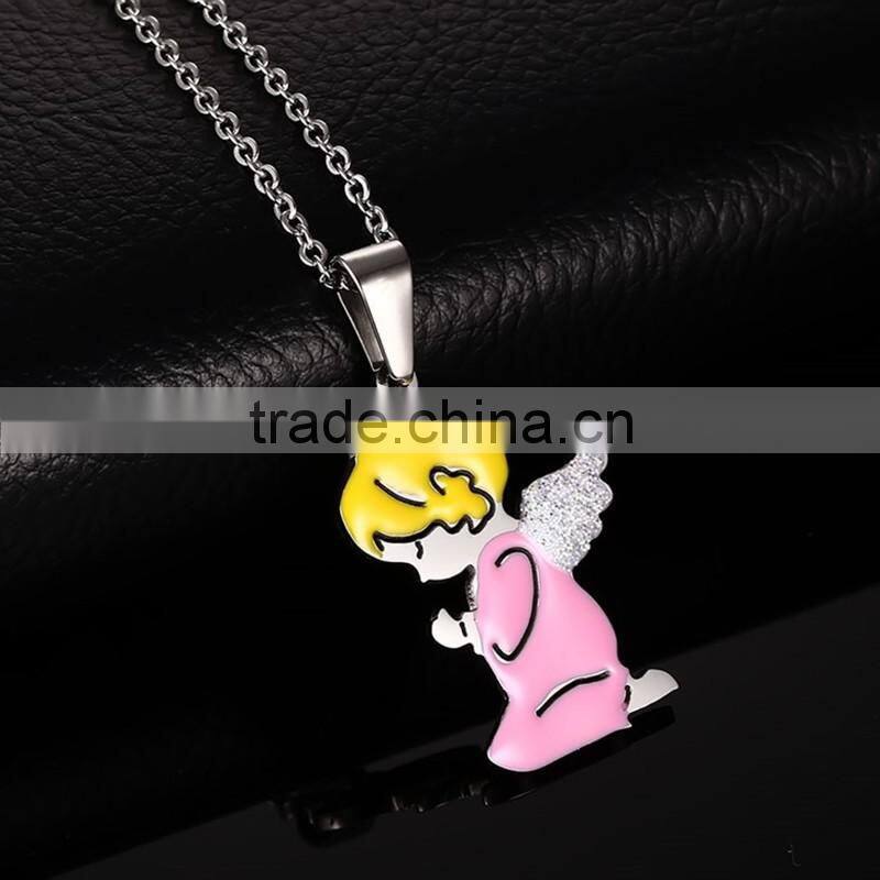 Sweet Heart Small Angel Prayer necklaces Double Colors Couple Necklace Choker For Lovers