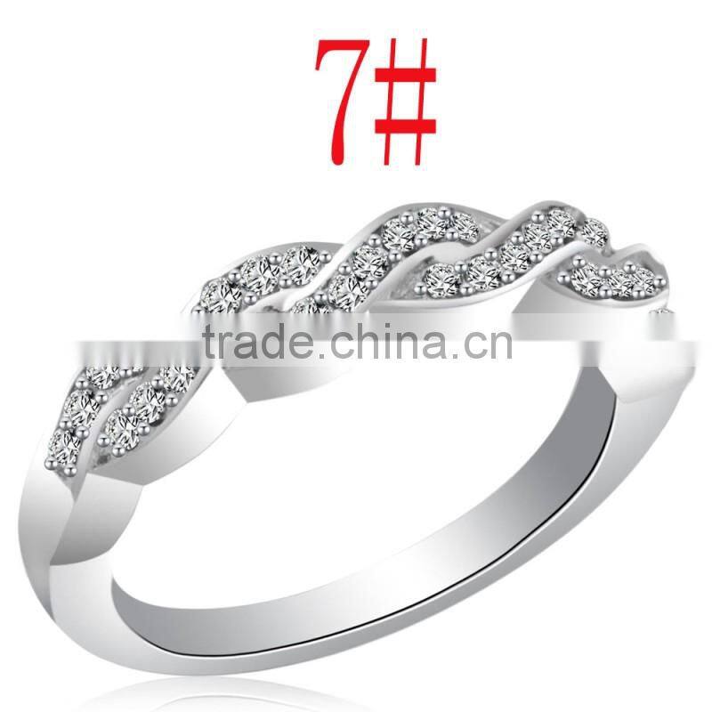 Sparkly Micro Pave Setting Good Quality Zircon Wedding Bands Twisted Ring For Unisex