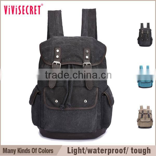 vivisecret China wholesale canvas leather backpack, fashion leisure satchel rucksack for boys