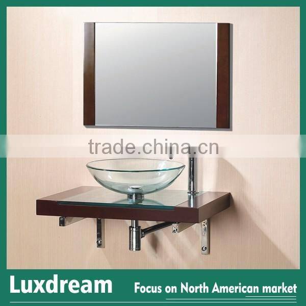 Silver mirror with Glass wash basin glass bath furniture