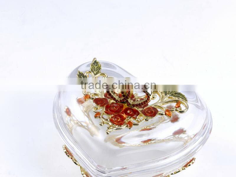 RORO Forever Love rose enamel crystal glass enamel crystal glass jewel box